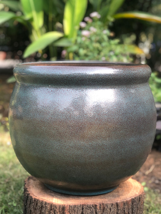 CERAMIC DARK GLAZED POT FOR HOME GARDEN BALCONY DECOR