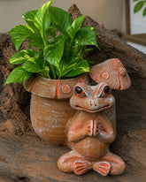 Frog Terracotta Planter with Mushroom