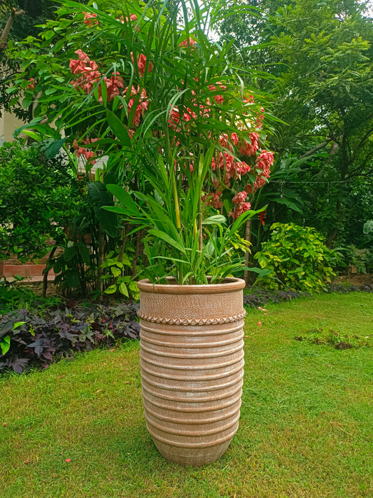 TERRACOTTA SPECLED RIBBED POT FOR HOME GARDEN BALCONY DECOR