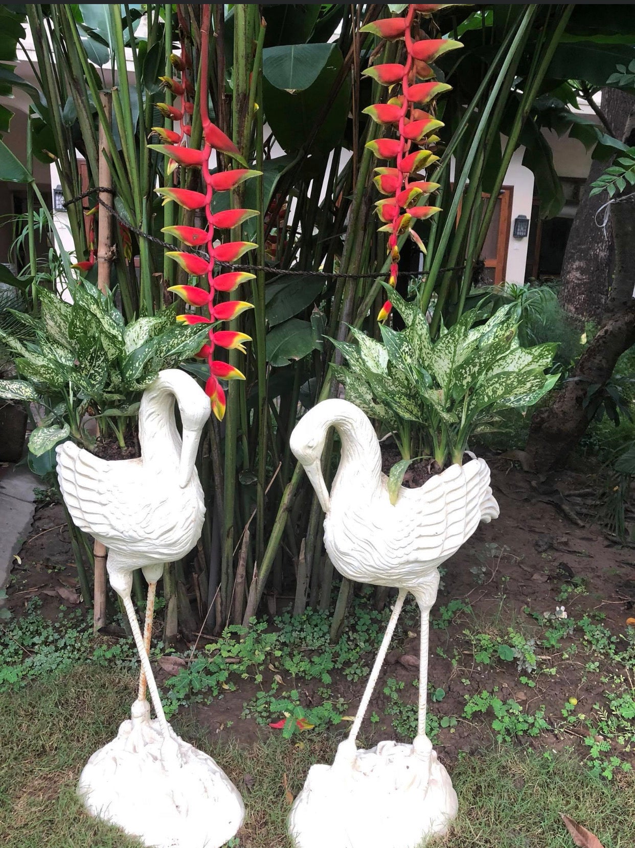 LIGHTWEIGHT FLAMINGO  PLANTER POT IN UNBREAKBLE FIBER HOME GARDEN BALCONY PATIO DECOR