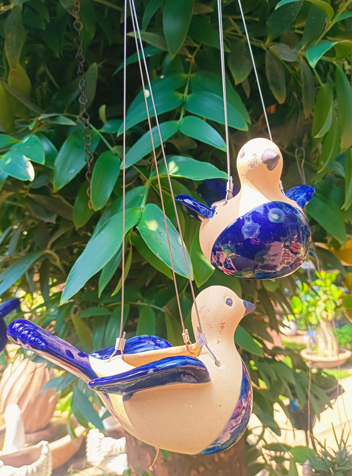 Hanging bird ceramic pot for home garden balcony decor