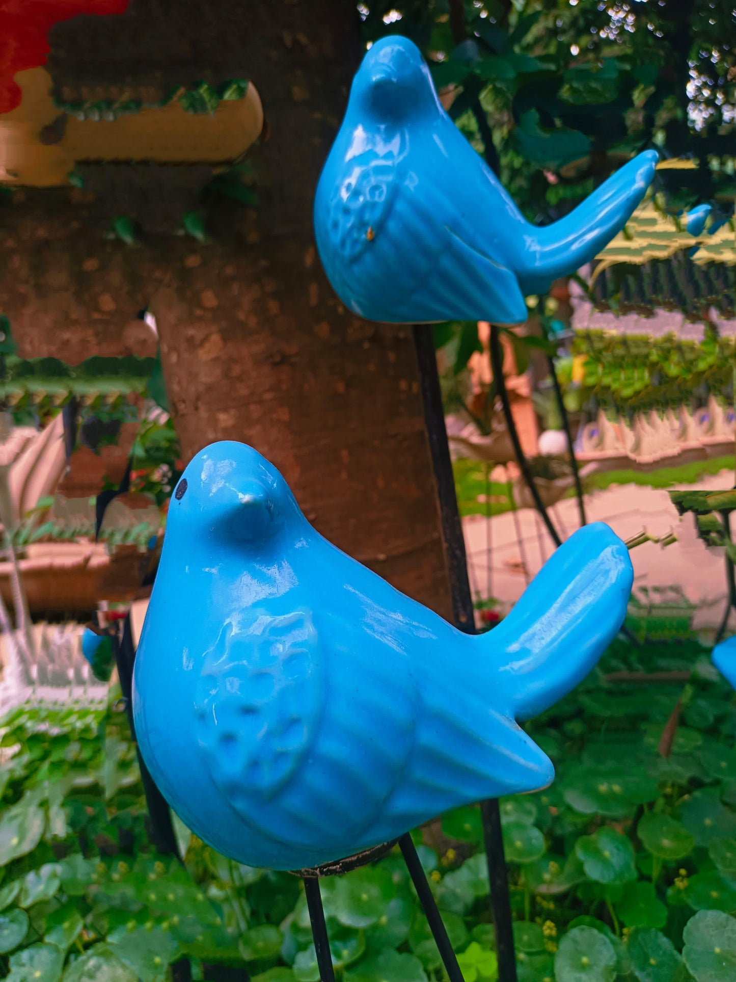 BIRD DIGGER STICK IN CERAMIC FOR HOME GARDEN BALCONY DECOR