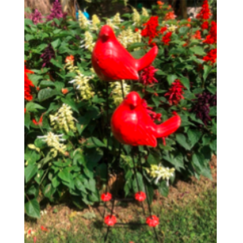 RED Bird Digger Stick In Ceramic For Home Balcony Garden Decor