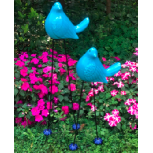 BLUE Bird Digger Stick In Ceramic For Home Balcony Garden Decor