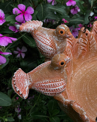 floral terracota twin Bird Feeder