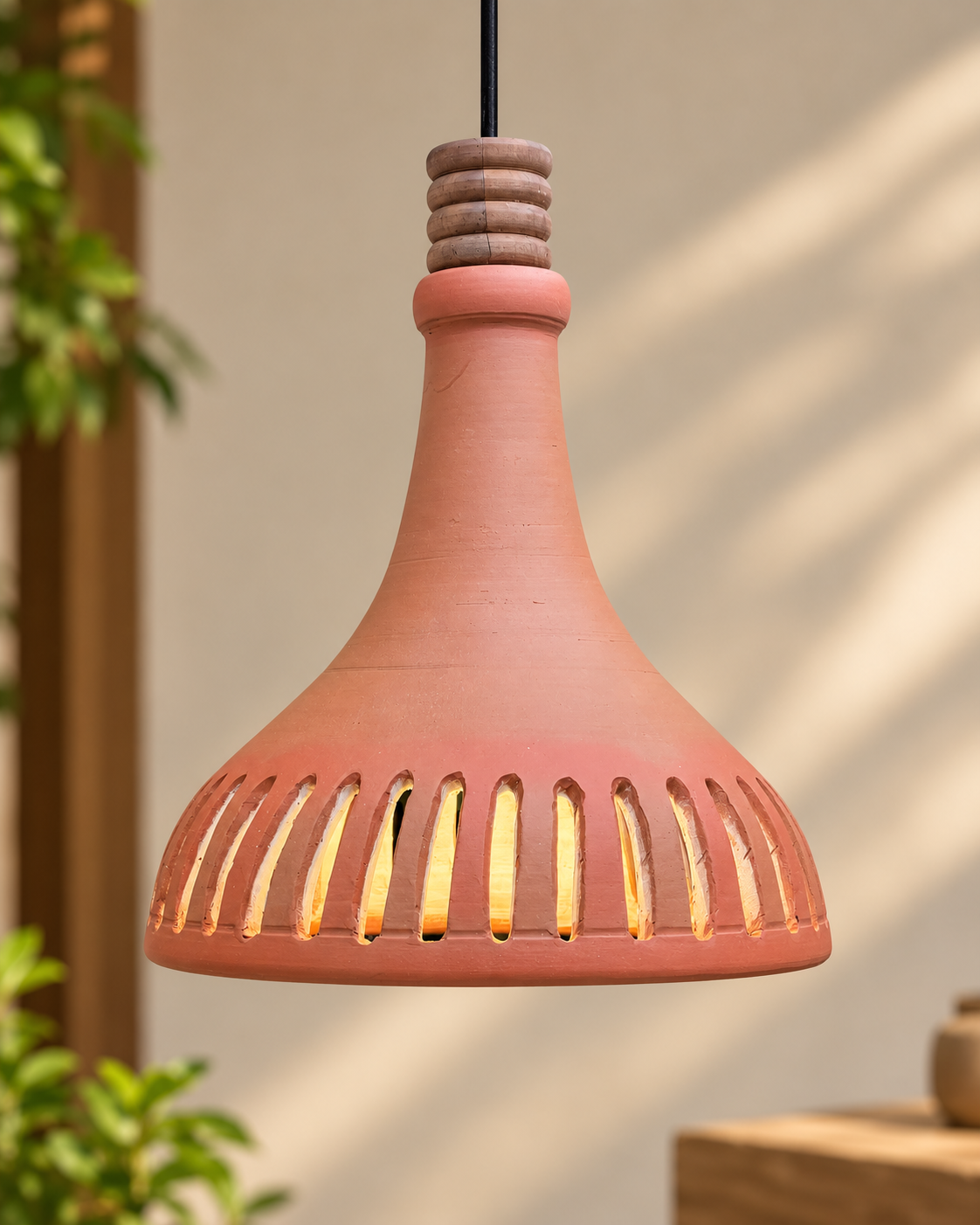 Wide Funnel Terracotta Garden Lantern