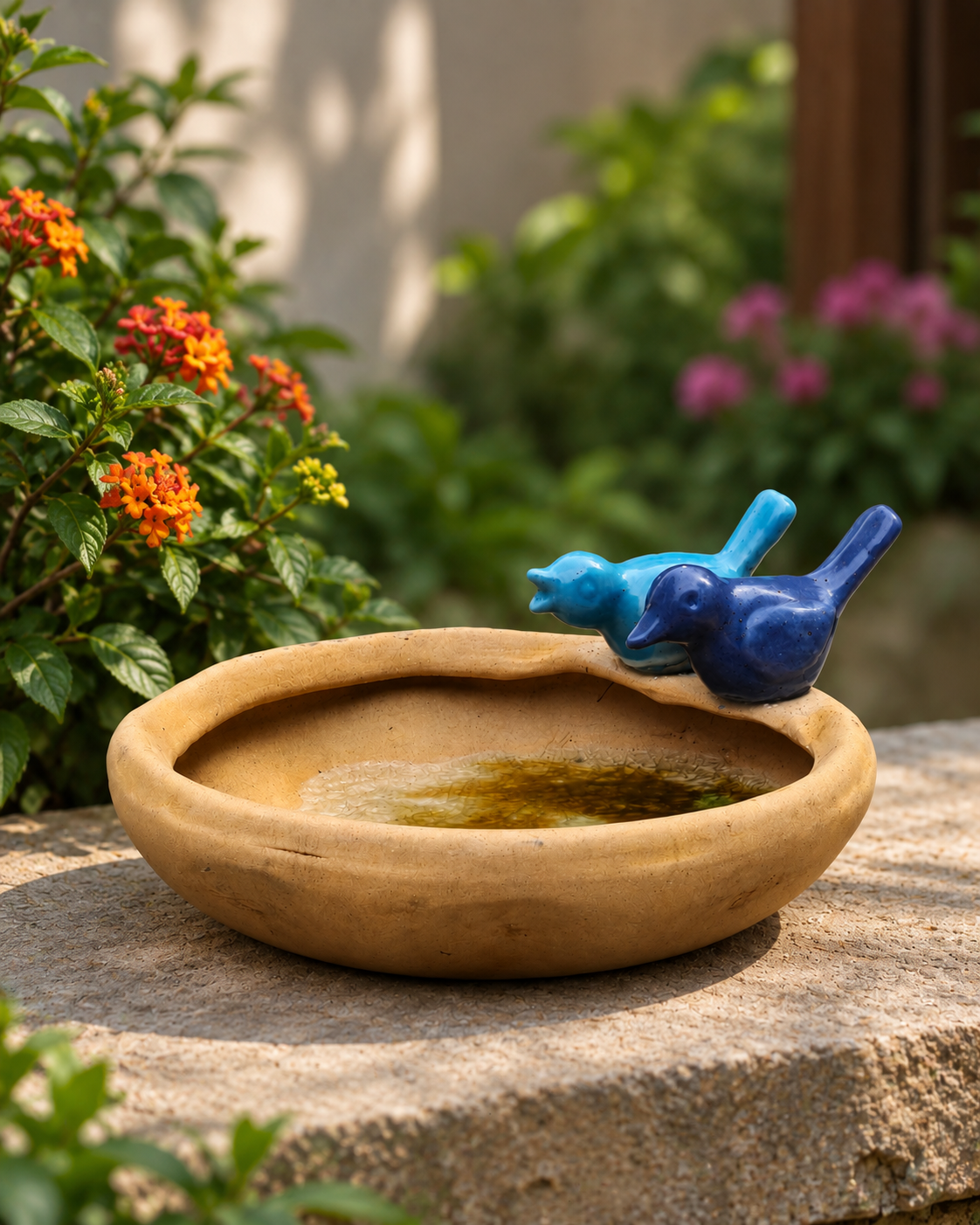 Ceramic Twin Bird Feeder