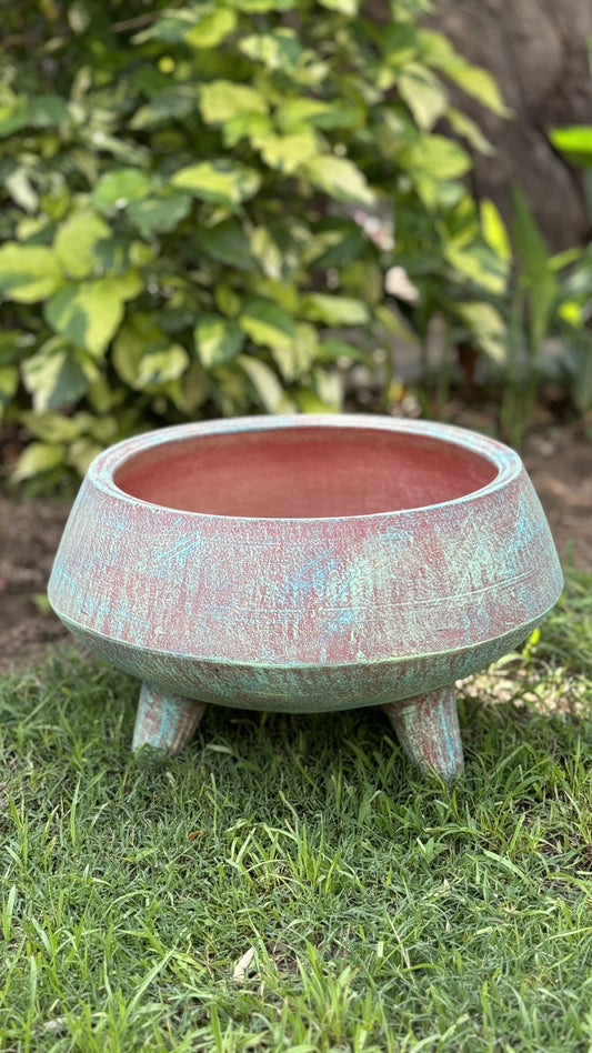 TERRACOTTA 3 LEDDED PLANTER POT FOR HOME GARDEN BALCONY DECOR