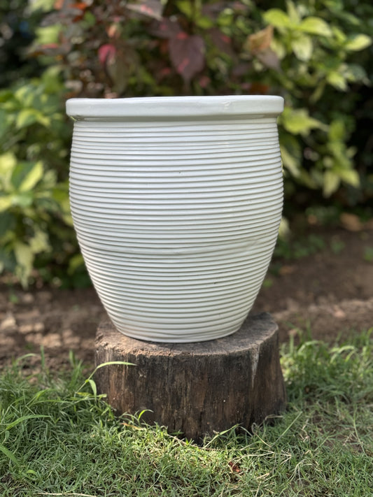 Ceramic Ribbed Gleam Planter Pot for Home Garden Balcony Decor