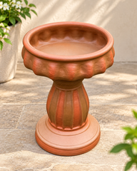 Terracotta Bird Bath with Stand (Small)