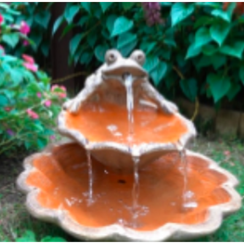 Frog Cascade Water Feature in Terracotta for Home Garden Decor