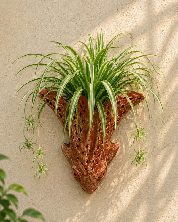 Four-Antler Stag Terracotta Wall Planter