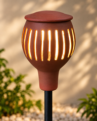 Ribbed Terracotta Garden Torch
