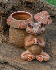 Frog Terracotta Planter with Mushroom