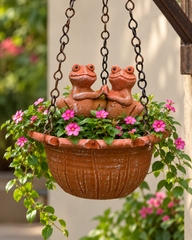 Twin Frog Terracotta Hanging Bird Feeder