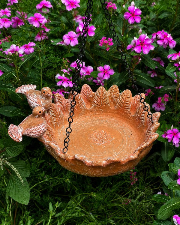 floral terracota twin Bird Feeder