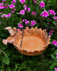 floral terracota twin Bird Feeder