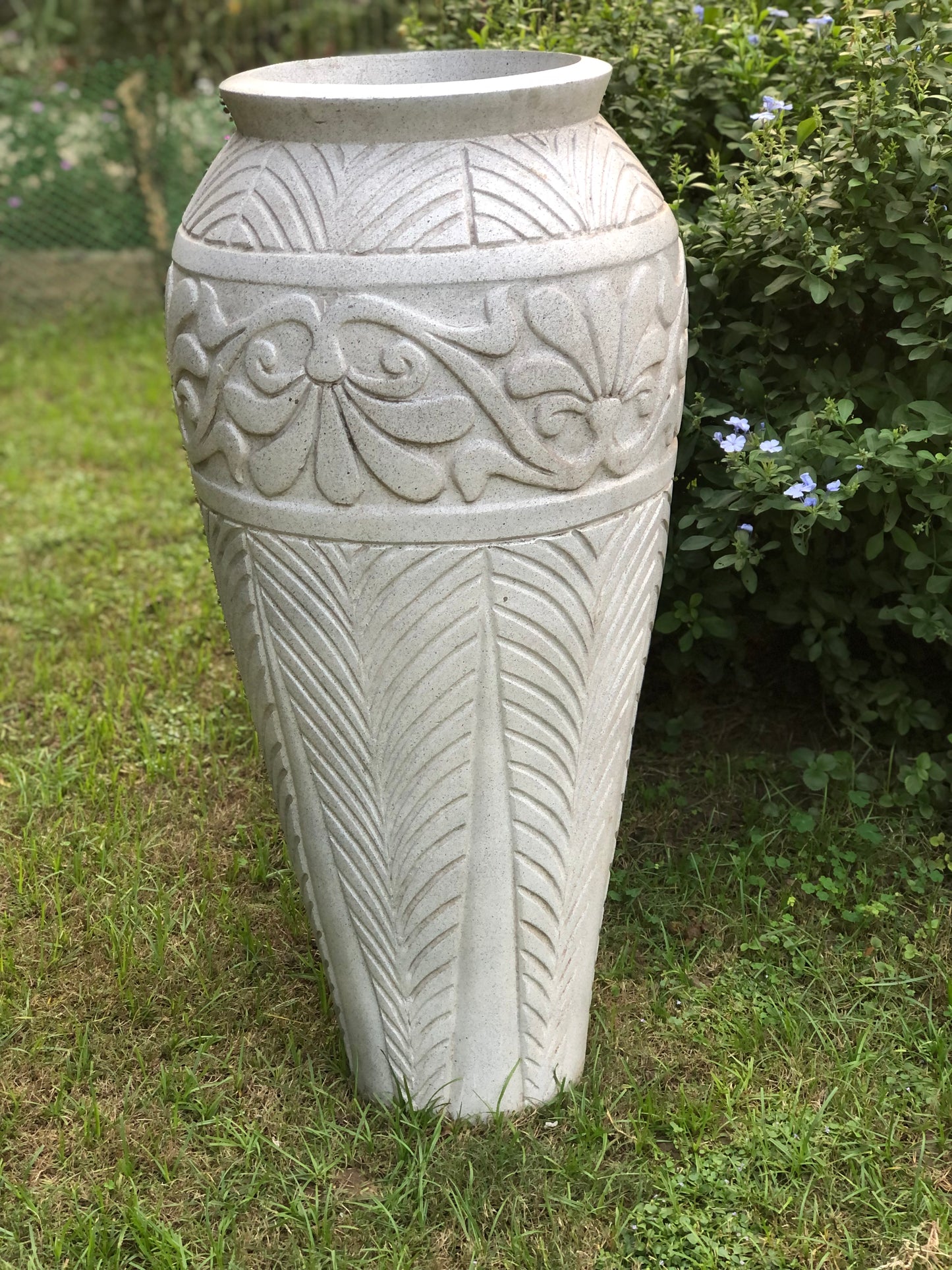 TALL LIGHTWEIGHT STONE PLANTER POT IN UNBREAKBLE FIBER HOME GARDEN BALCONY PATIO DECOR