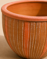 Wide Ribbed Terracotta Planter