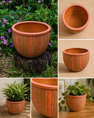 Wide Ribbed Terracotta Planter