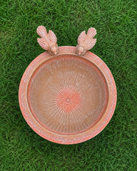 Terracotta Bird Bath with Two Birds