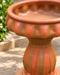 Terracotta Bird Bath with Stand (Small)