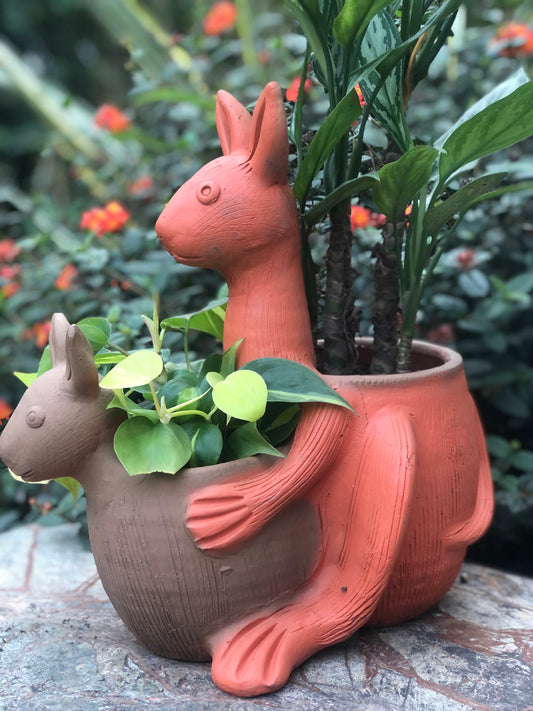 Kangaroo and Baby Animal Plant Terracotta Pot Balcony Garden Home Decor