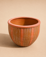 Wide Ribbed Terracotta Planter