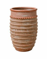 Egg shaped ribbed pot