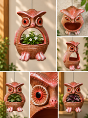 Terracotta Owl Hanging Planter