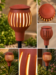 Ribbed Terracotta Garden Torch