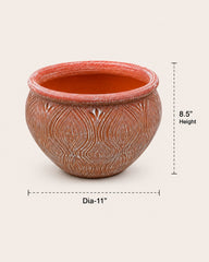 Peacock Leaf Terracotta Planter