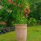 Terracotta speckled ribbed pot for home garden balcony decor