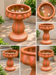 Terracotta Bird Bath with Stand (Small)
