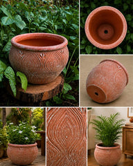 Peacock Leaf Terracotta Planter