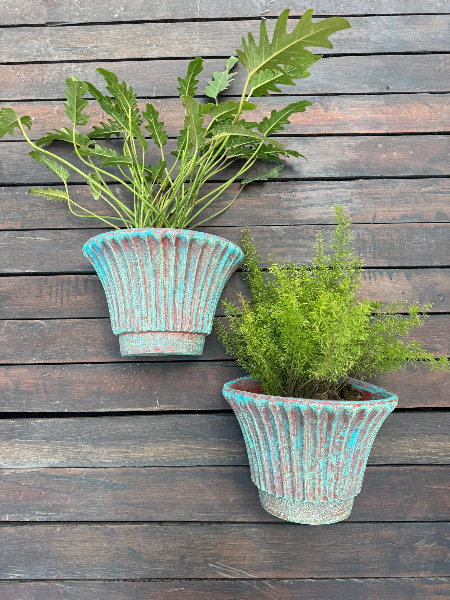 TERRACOTTA HANGING WALL FLUTED PLANTER POT FOR HOME GARDEN BALCONY DECOR