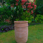 Terracotta speckled ribbed pot for home garden balcony decor