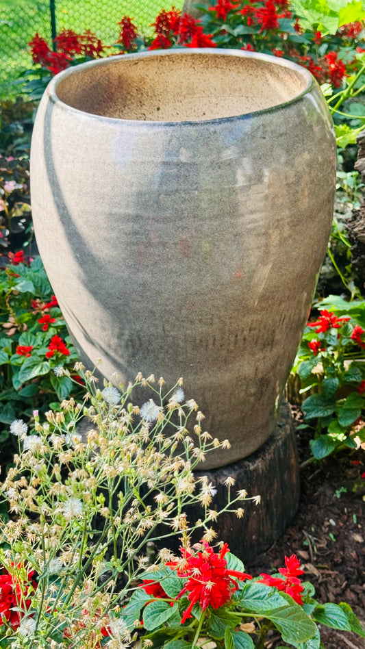 Ceramic Glazed Beige Planter Pot for Home Garden Balcony Decor