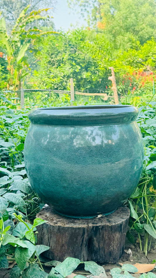 Ceramic Planter Teal Blue  Glazed Pot Home Garden Balcony