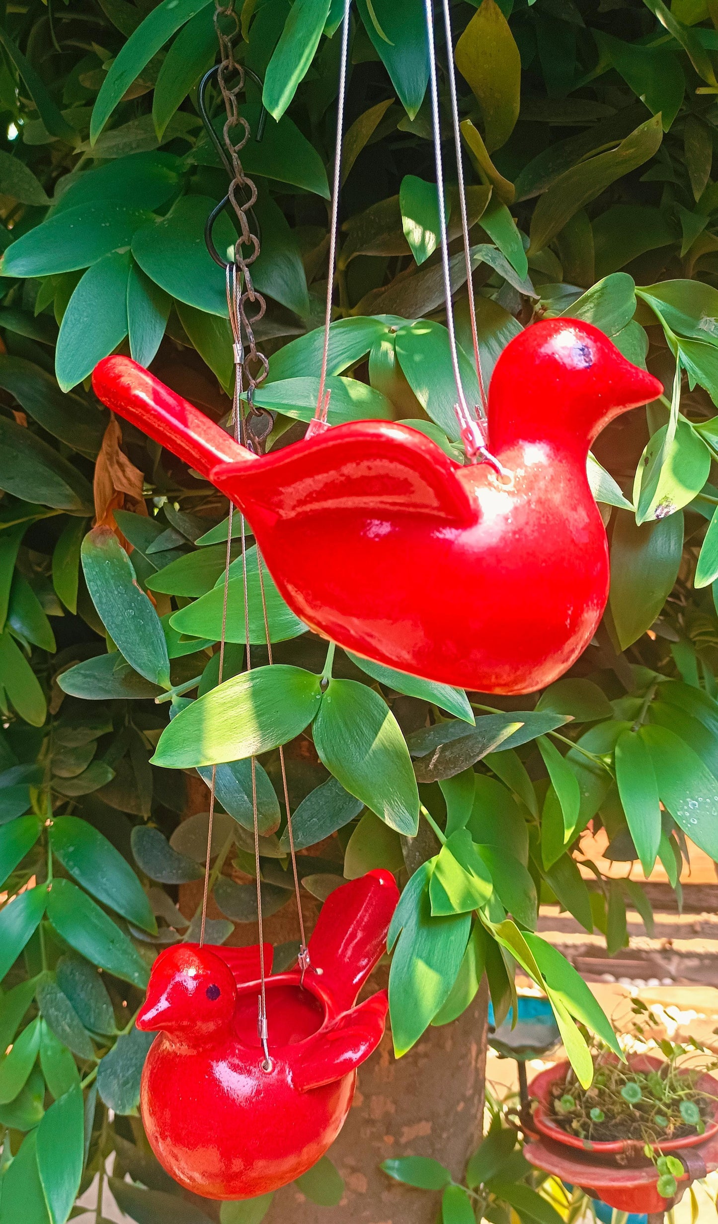 Hanging bird ceramic pot for home garden balcony decor