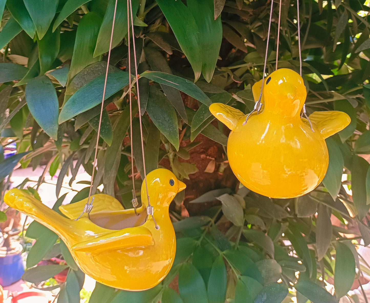 Hanging bird ceramic pot for home garden balcony decor