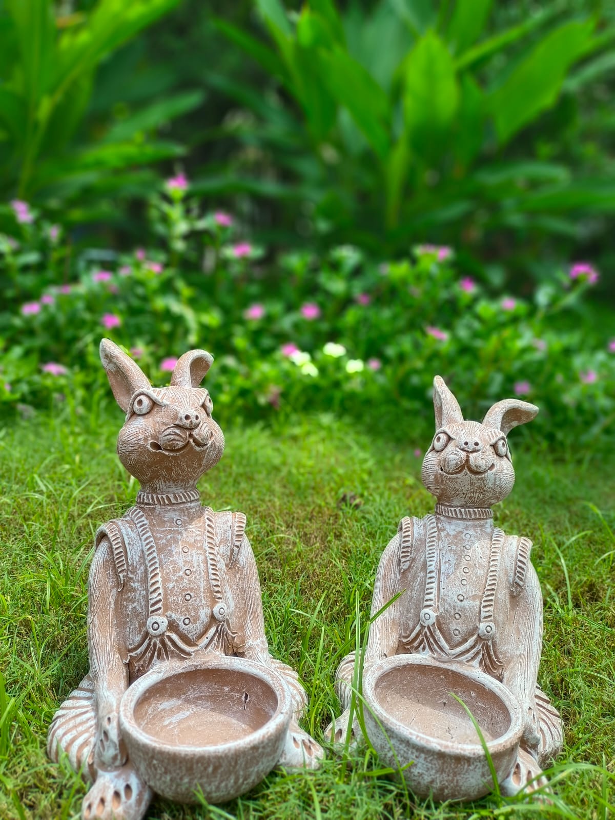 RABBIT WITH BOWL PLANTER FOR HOME GARDEN AND BALCONY