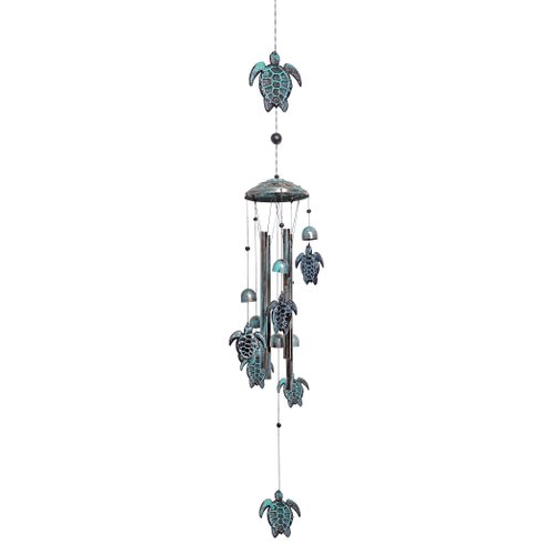 TURTLE WIND CHIME with 4 Aluminum Tubes and 6 turtles, Home Garden Patio Decor