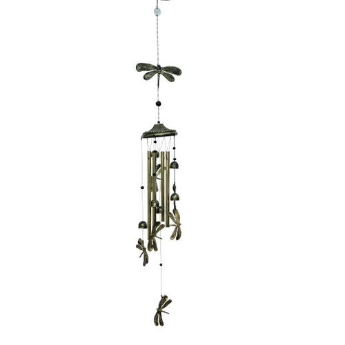 DRAGONFLY WIND CHIME with 4 Aluminum Tubes and 6 turtles, Home Garden Patio Decor