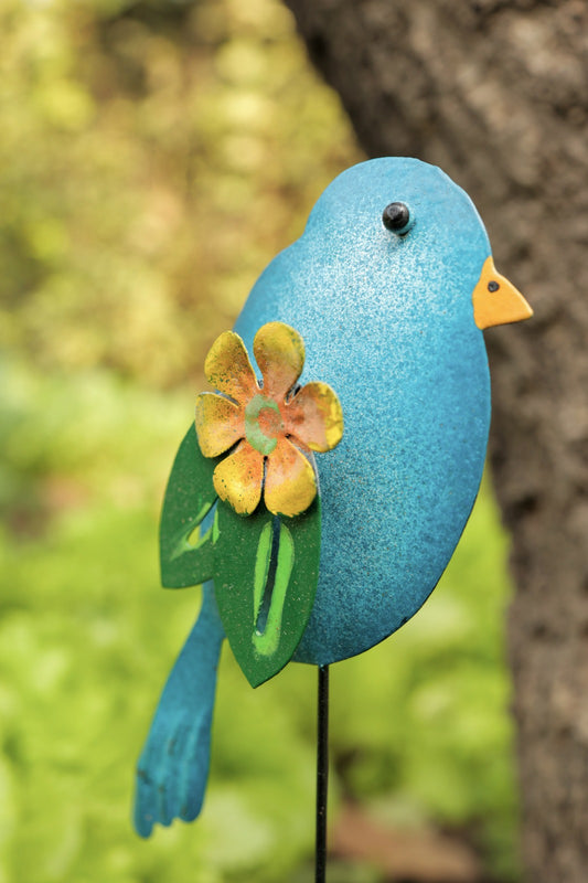 Metal Blue Bird Digger For Garden Decor
