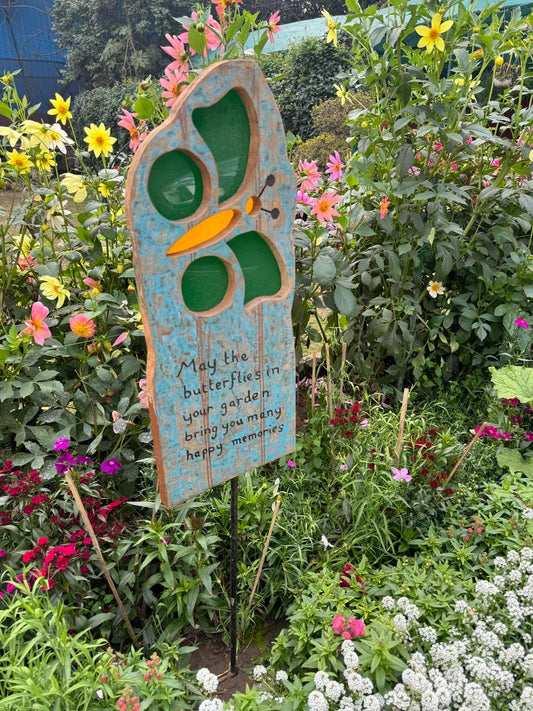 GARDEN SIGNS- Decorative vintage garden sign - "May the butterflies in your garden bring you many happy memories”