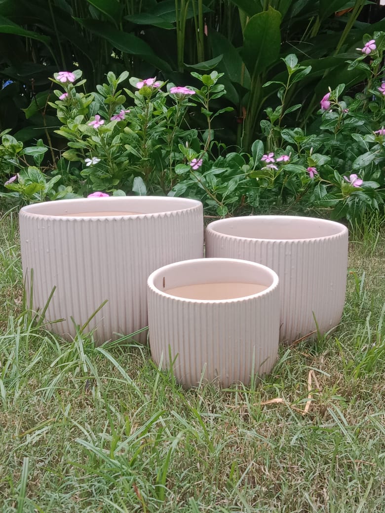 CERAMIC LINED PLANTER POT SET FOR HOME GARDEN AND BALCONY DECOR