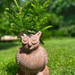 Owl on log planter pot