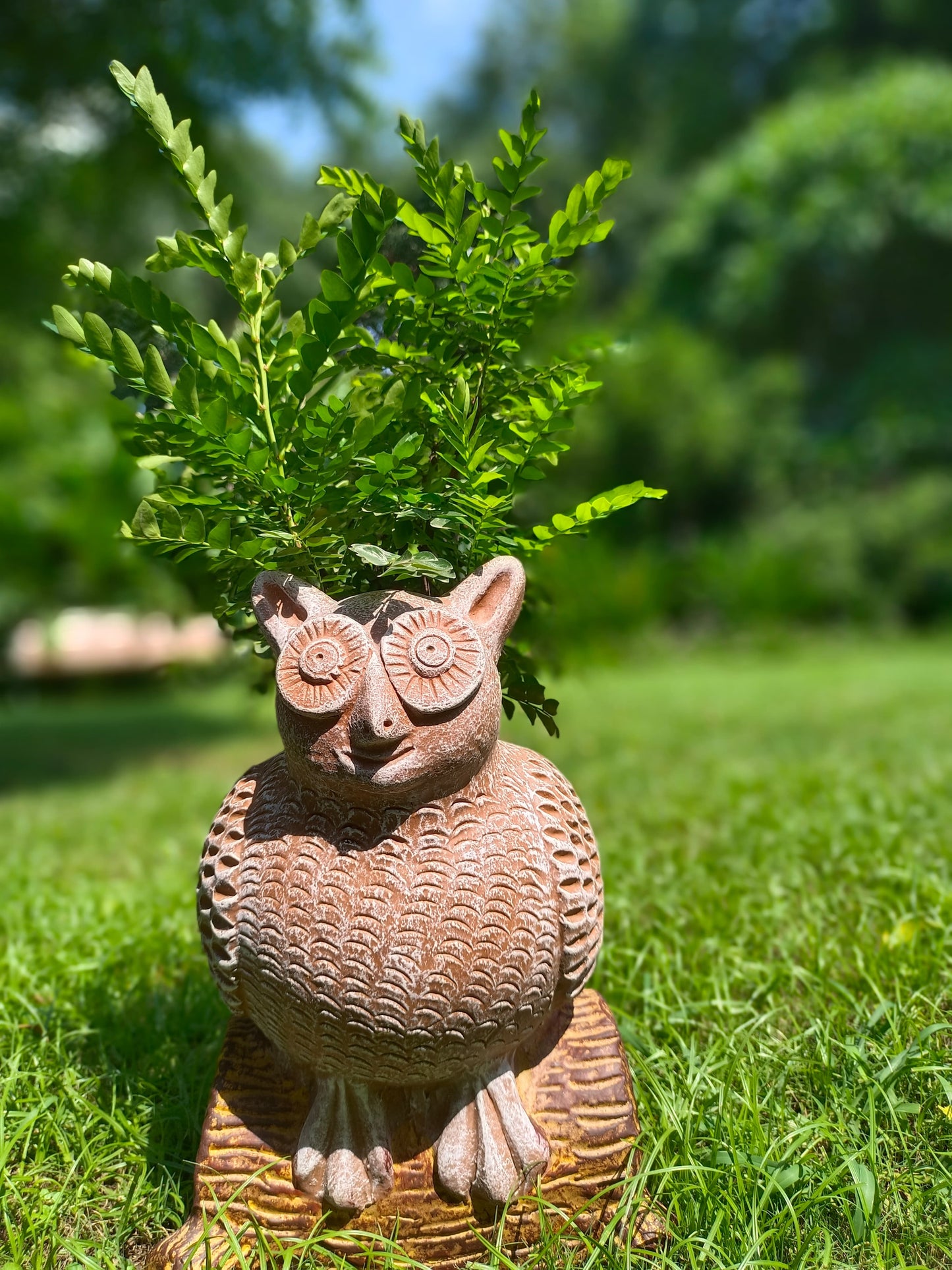 OWL ON LOG PLANTER POT FOR HOMES