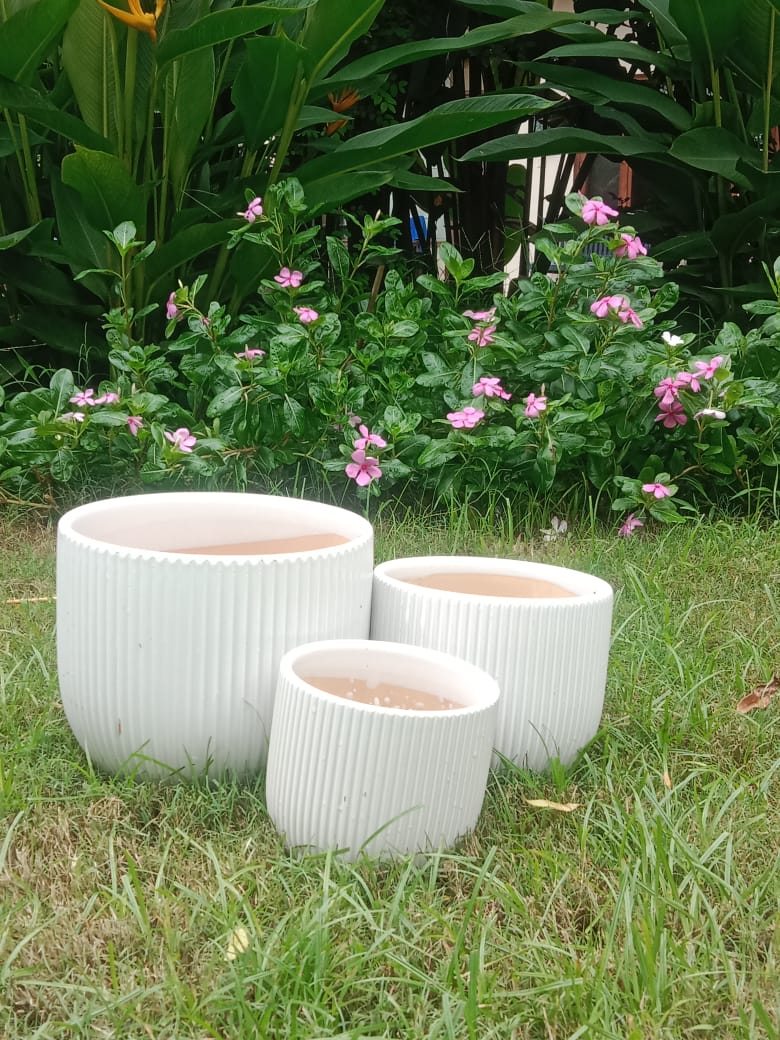 CERAMIC LINED PLANTER POT SET FOR HOME GARDEN AND BALCONY DECOR